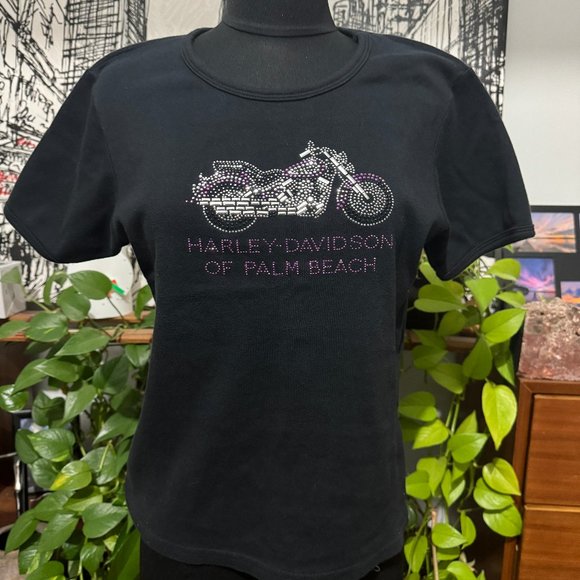 Harley Davidson West Palm Beach Jeweled Tee shirt size Large - Picture 1 of 4